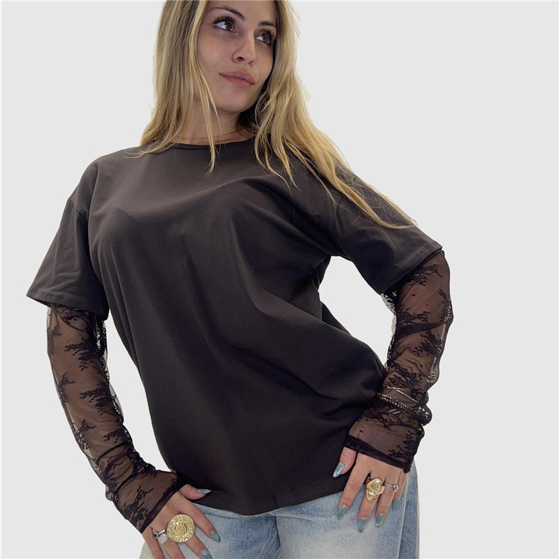 maglia con manica in pizzo lady